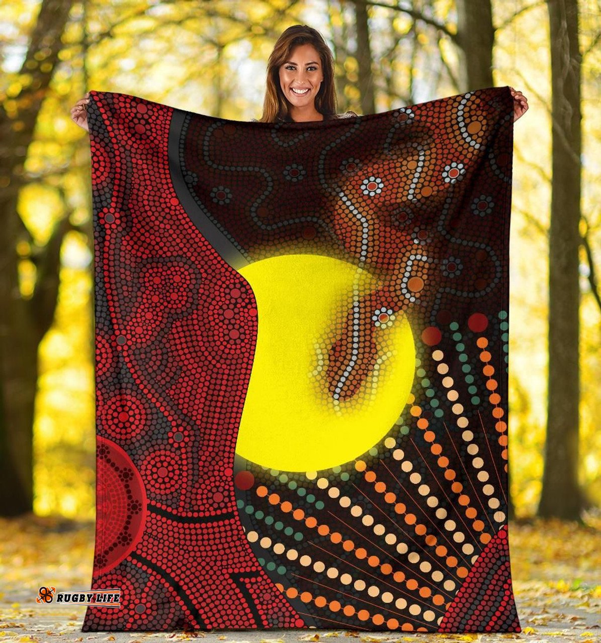 Amazing Aussie Australia Aboriginal Inspired Indigenous Snake Sun Dot Painting Blanket