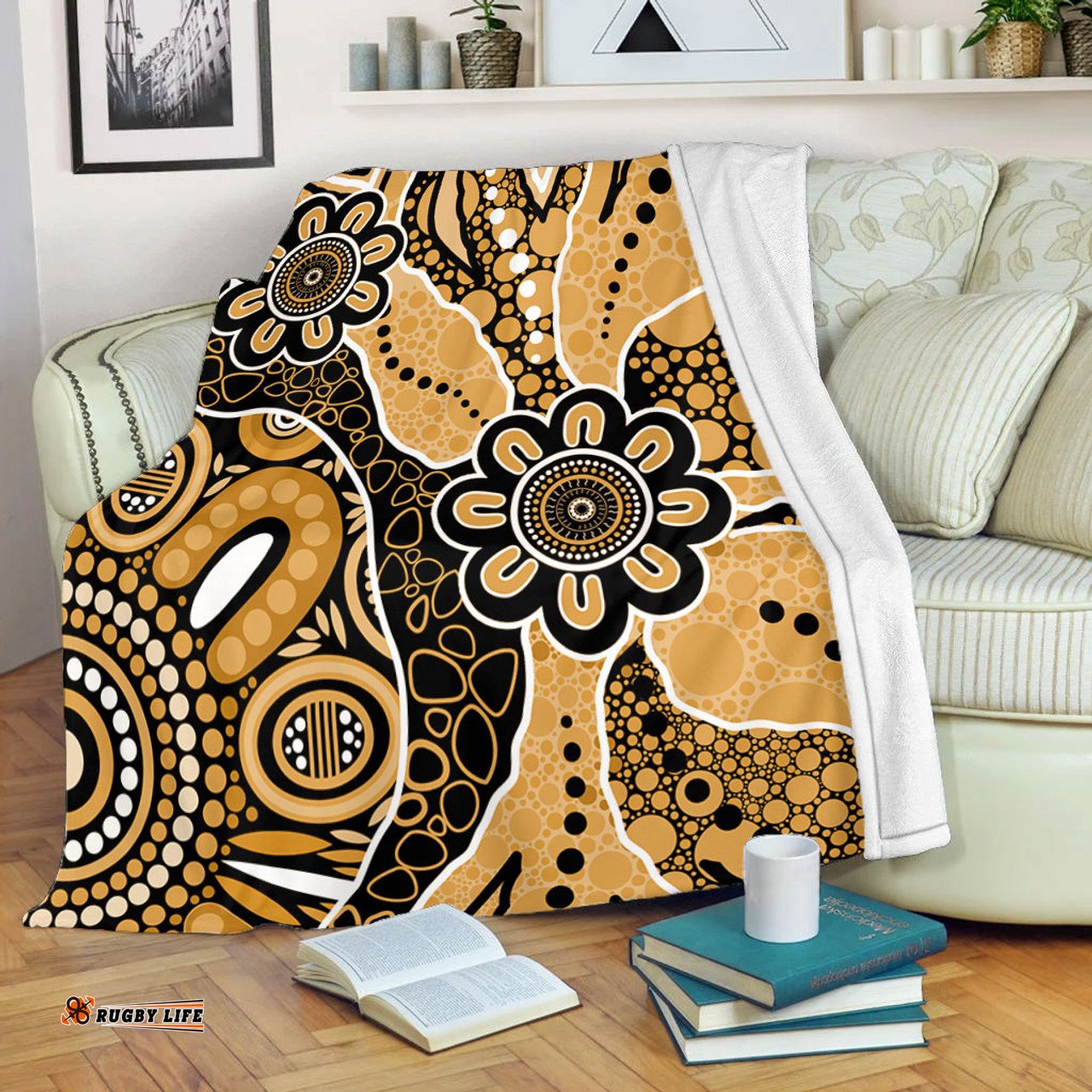 Amazing Aussie Australia Aboriginal Design Art Color Yellow Blanket