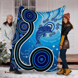 Aboriginal Premium Blanket Dolphin And Aboriginal Dot Patterns