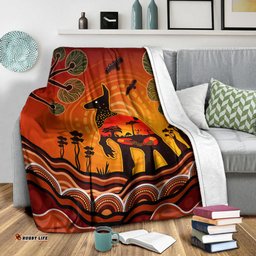Amazing Aussie Australia Aboriginal Indigenous Kangaroo With Dot Painting Pattern Blanket