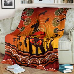 Amazing Aussie Australia Aboriginal Indigenous Kangaroo With Dot Painting Pattern Blanket