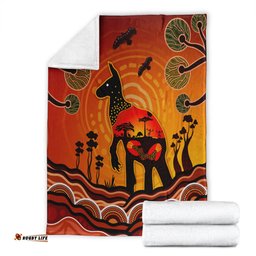 Amazing Aussie Australia Aboriginal Indigenous Kangaroo With Dot Painting Pattern Blanket