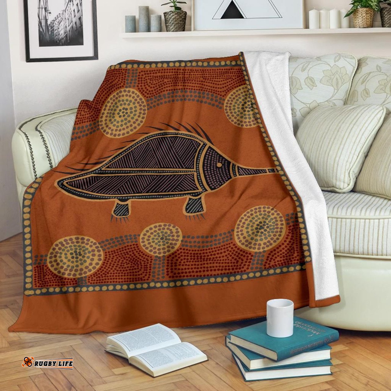 Amazing Aussie Australia Aboriginal Inspired Indigenous Echidna Blanket