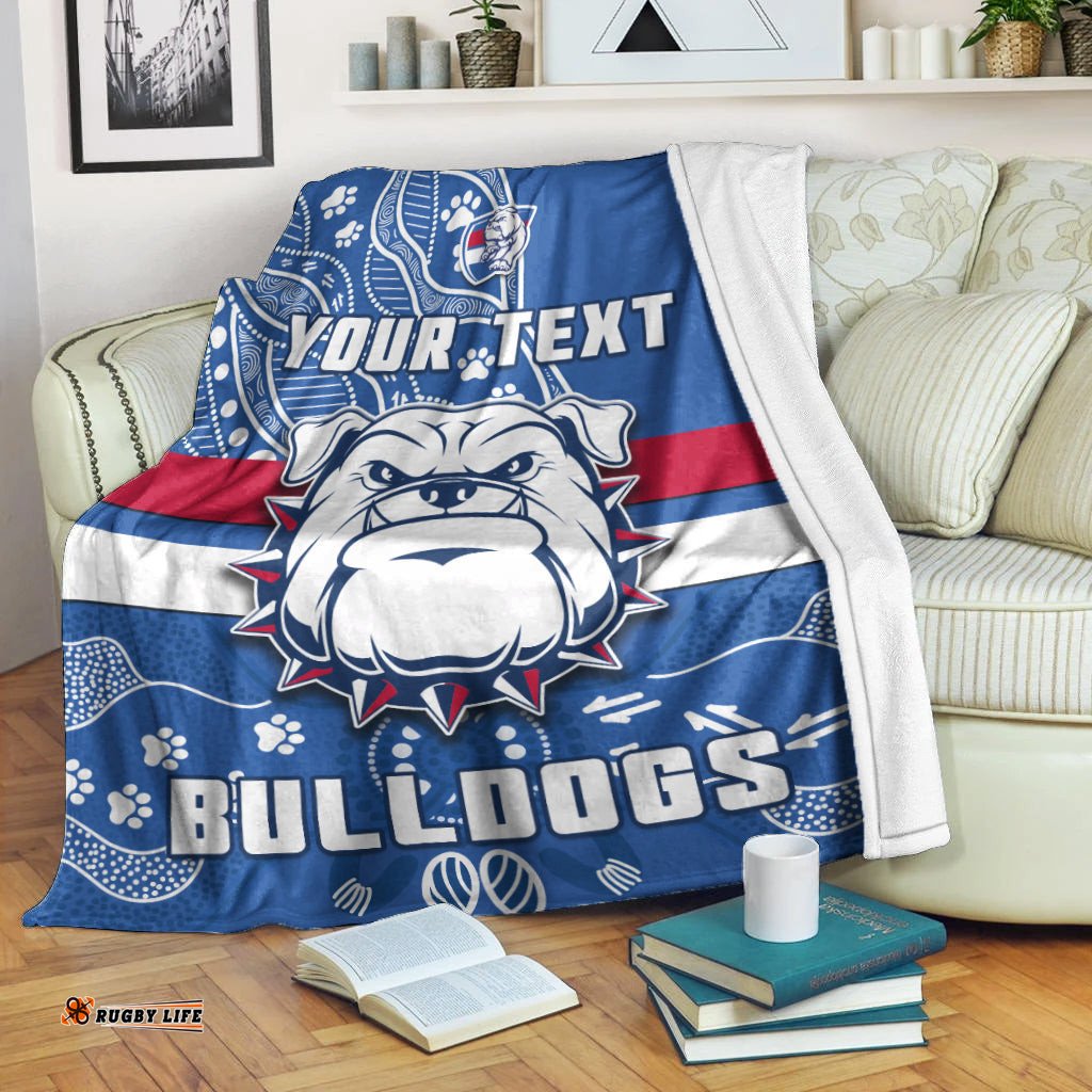 Custom Personalised Bulldogs Football Premium Blanket Scraggers 1877 Aboriginal Dot Painting Newest Version