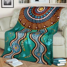 Amazing Aussie Australia Aboriginal Inspired Bomerang With Dot Painting Blanket