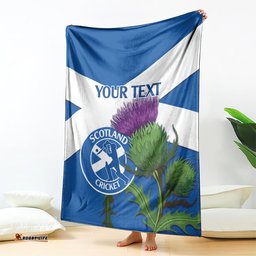 Custom Scotland Cricket Blanket 2024 Scottish Thistle Flag Style