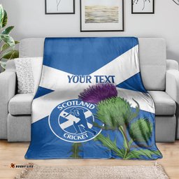 Custom Scotland Cricket Blanket 2024 Scottish Thistle Flag Style