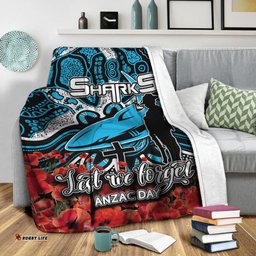 Sharks Premium Blanket ANZAC Day Poppy Flowers With Aboriginal