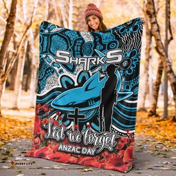 Sharks Premium Blanket ANZAC Day Poppy Flowers With Aboriginal