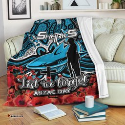 Sharks Premium Blanket ANZAC Day Poppy Flowers With Aboriginal