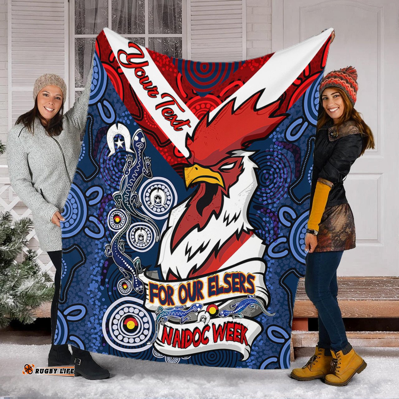 Amazing Aussie Sydney Roosters Naidoc Week Custom Sydney Roosters Naidoc WeekFor Our Elders Dot Art Style With Lizard Blanket