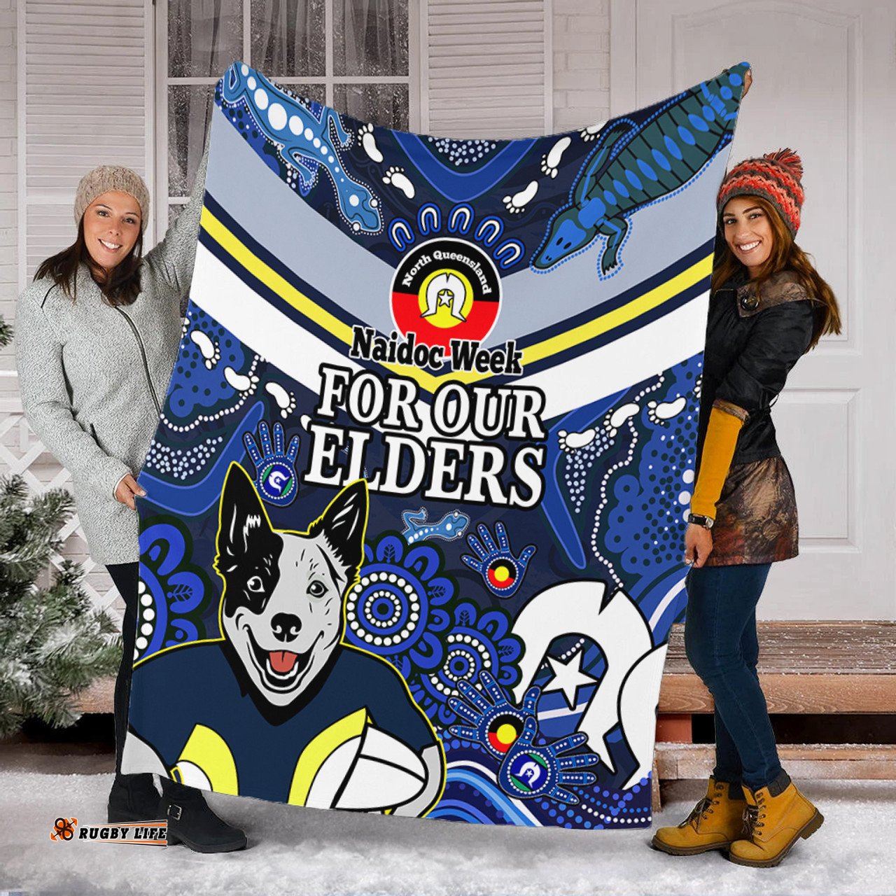 Amazing Aussie North Queensland Cowboys Naidoc Custom For Our Elders Home Jersey Blanket