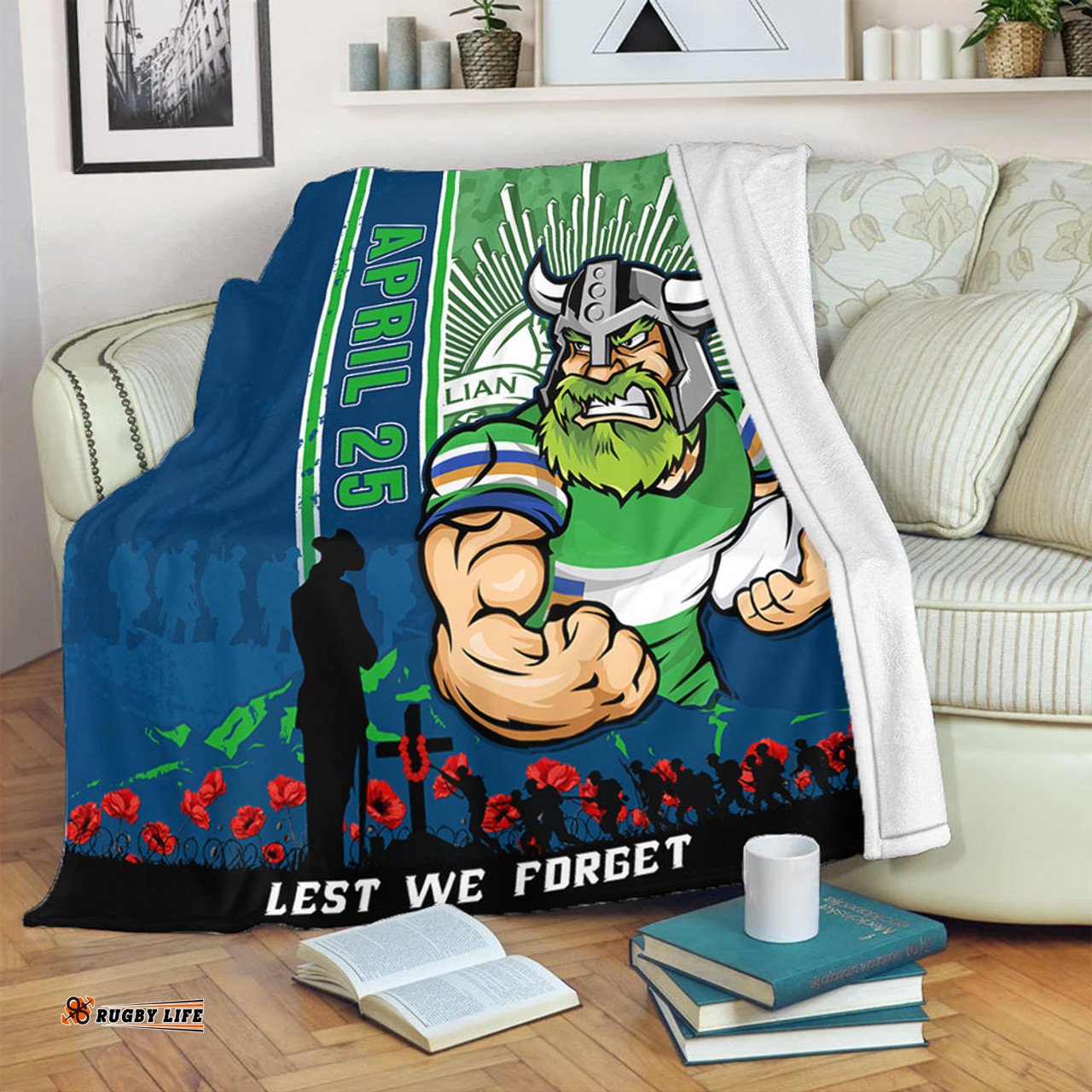 Amazing Aussie Canberra Raiders Anzac Day Lest We Forget Strong Fighting Spirit Blanket