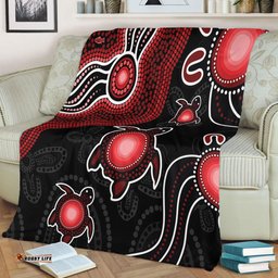 Amazing Aussie Australia Aboriginal Turtle Dreaming Journey Featuring Dot Art Red Blanket