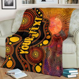 Amazing Aussie [Custom] Australia Aboriginal Inspired Australia Indigenous Flag Circle Dot Painting Art (Golden) Blanket