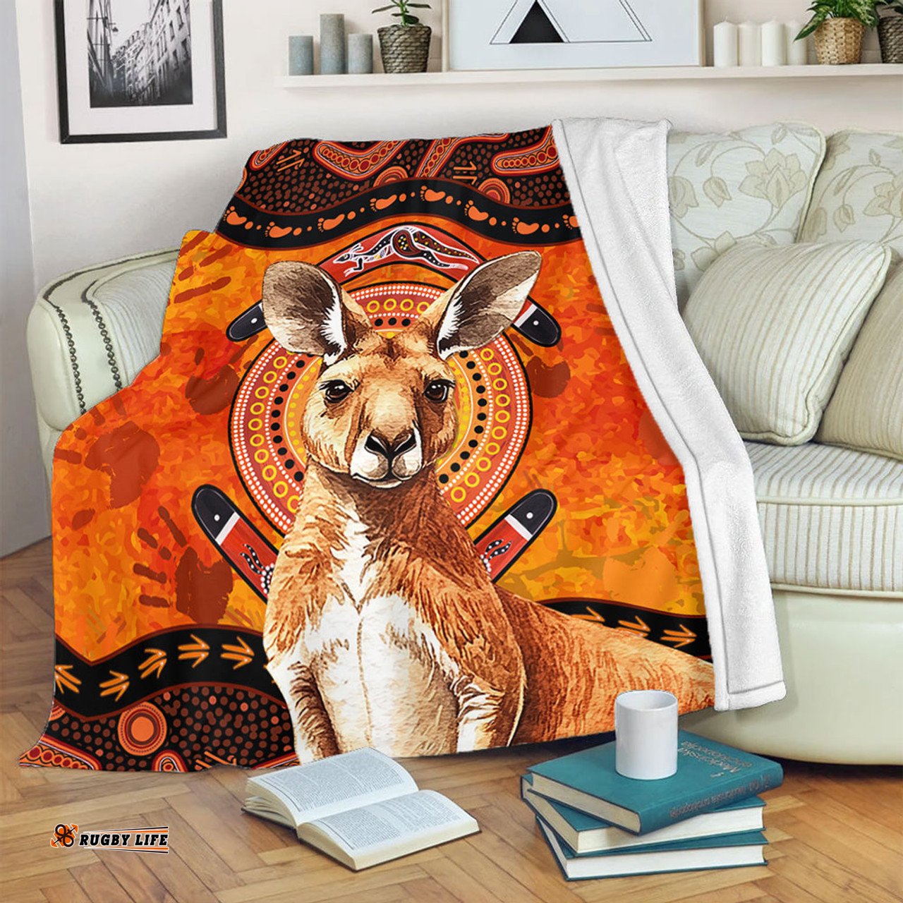 Amazing Aussie Indigenous Australian Aboriginal Kangaroo Spirit Dreaming Blanket