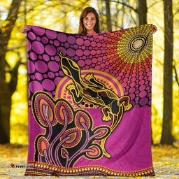 Aboriginal Lizard Premium Blanket Tree On The Hill Sunshine