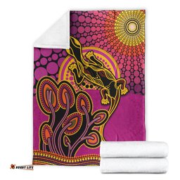 Aboriginal Lizard Premium Blanket Tree On The Hill Sunshine