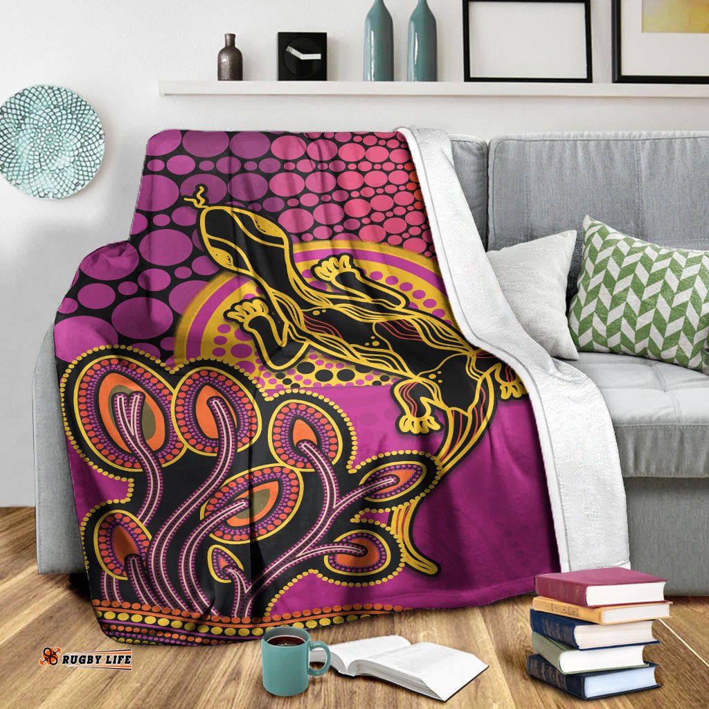 Aboriginal Lizard Premium Blanket Tree On The Hill Sunshine