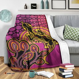 Aboriginal Lizard Premium Blanket Tree On The Hill Sunshine