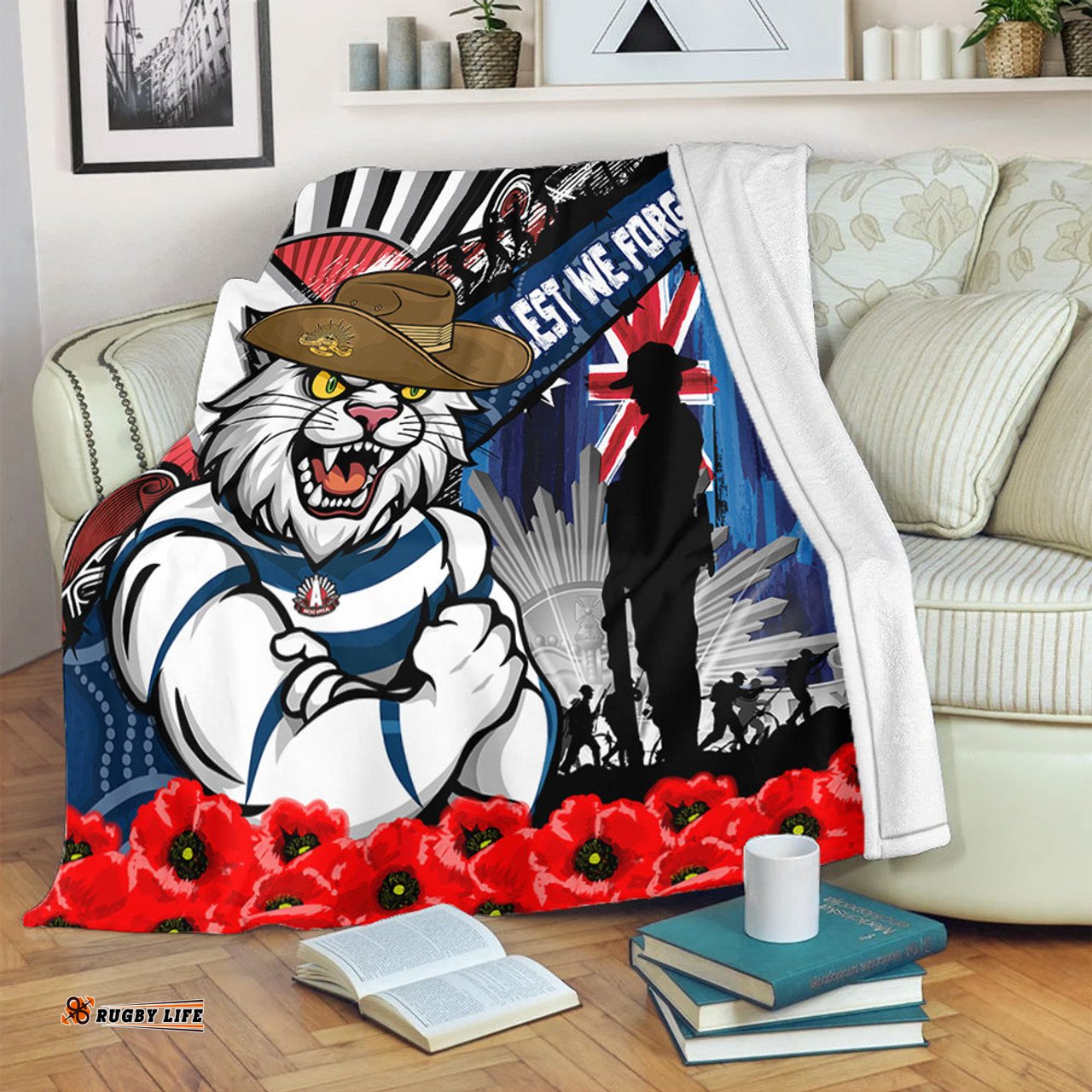 Amazing Aussie Geelong Cats Anzac Day Honor United In Spirit Blanket