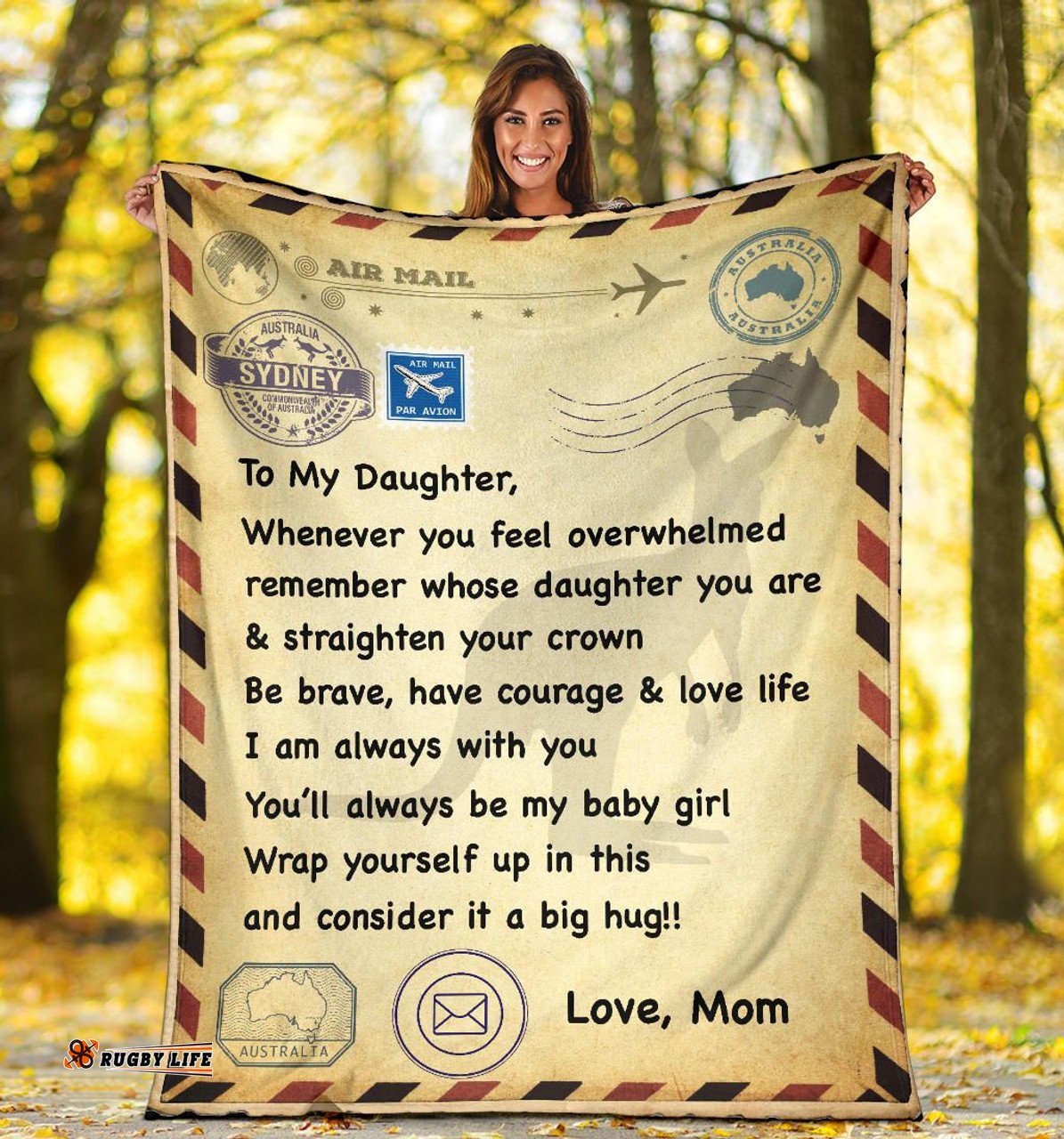Amazing Aussie Australia Postcard From Mom To Daughter Blanket