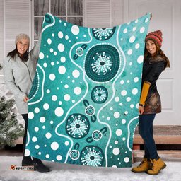 Amazing Aussie Australia Green Background Design Enhanced By Aboriginal Dot Art Blanket