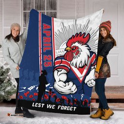 Amazing Aussie Sydney Roosters Anzac Day Lest We Forget Strong Fighting Spirit Blanket