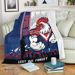 Amazing Aussie Sydney Roosters Anzac Day Lest We Forget Strong Fighting Spirit Blanket