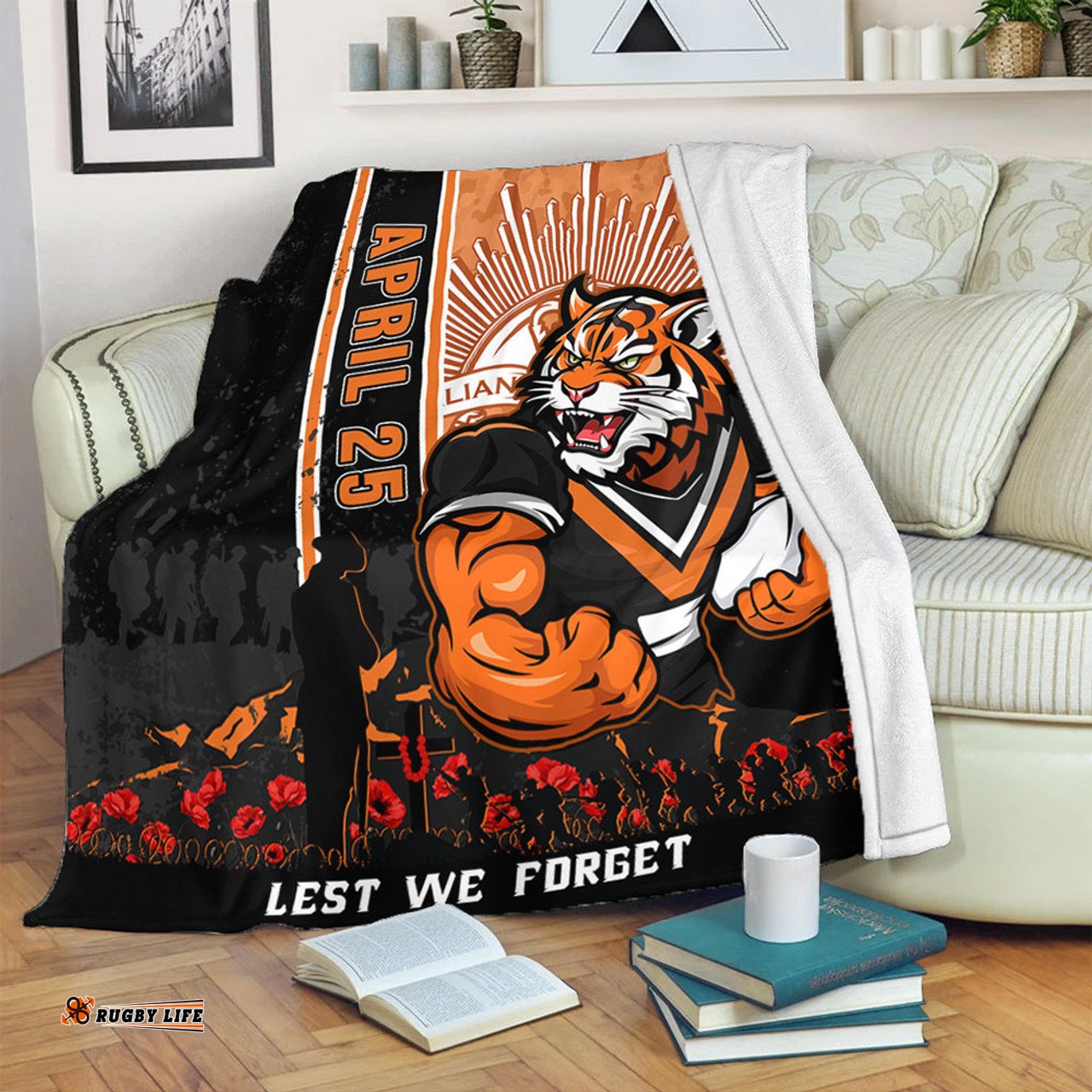 Amazing Aussie Wests Tigers Anzac Day Lest We Forget Strong Fighting Spirit Blanket