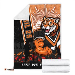 Amazing Aussie Wests Tigers Anzac Day Lest We Forget Strong Fighting Spirit Blanket