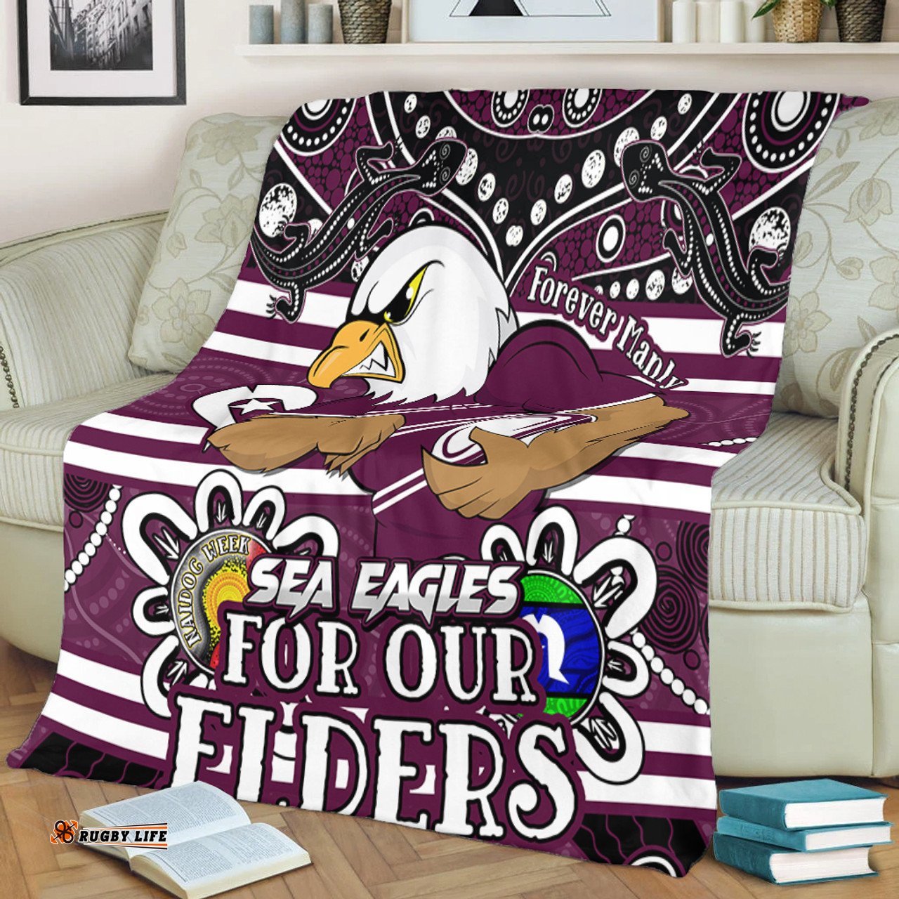 Amazing Aussie Manly Warringah Sea Eagles Custom Manly Warringah Sea Eagles For Our Elders Blanket