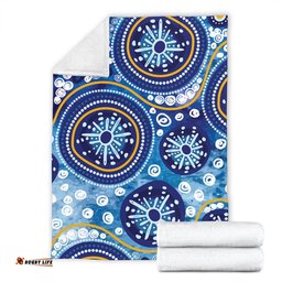 Amazing Aussie Australia Blue Background With Traditional Aboriginal Dot Decoration Blanket