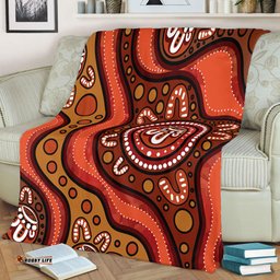 Amazing Aussie Australia Painting Illustration With Dot Art In Aboriginal Brown Style Blanket