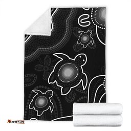 Amazing Aussie Australia Aboriginal Turtle Dreaming Journey Featuring Dot Art Black Blanket