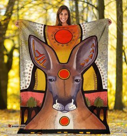 Amazing Aussie Australia Kangaroo Aboriginal Inspired Patterns Painting Blanket