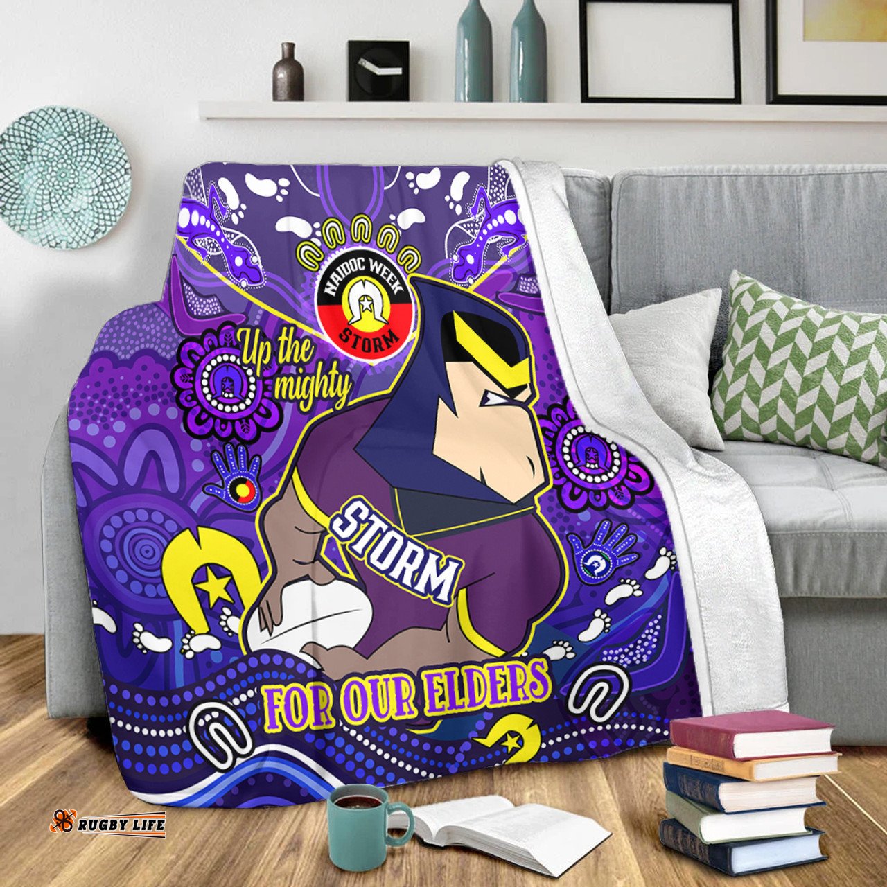Amazing Aussie Melbourne Storm Naidoc Week Custom For Our Elders Home Jersey Blanket