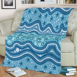 Amazing Aussie Australia Traditional Aboriginal Dot Patterns Blue Background Blanket