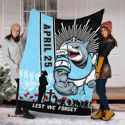 Amazing Aussie Cronulla Sutherland Sharks Anzac Day Lest We Forget Strong Fighting Spirit Blanket