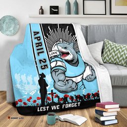 Amazing Aussie Cronulla Sutherland Sharks Anzac Day Lest We Forget Strong Fighting Spirit Blanket