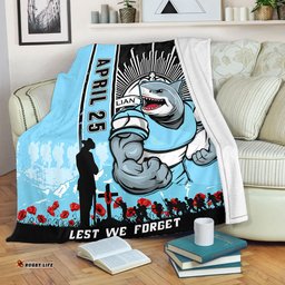 Amazing Aussie Cronulla Sutherland Sharks Anzac Day Lest We Forget Strong Fighting Spirit Blanket
