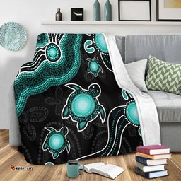 Amazing Aussie Australia Aboriginal Turtle Dreaming Journey Featuring Dot Art Turquoise Blanket