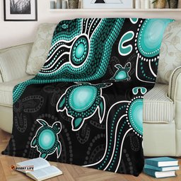 Amazing Aussie Australia Aboriginal Turtle Dreaming Journey Featuring Dot Art Turquoise Blanket