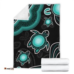 Amazing Aussie Australia Aboriginal Turtle Dreaming Journey Featuring Dot Art Turquoise Blanket