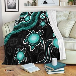 Amazing Aussie Australia Aboriginal Turtle Dreaming Journey Featuring Dot Art Turquoise Blanket