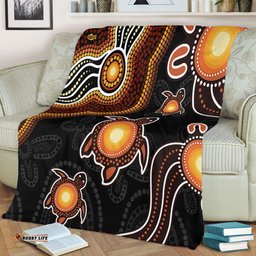 Amazing Aussie Australia Aboriginal Turtle Dreaming Journey Featuring Dot Art Orange Blanket