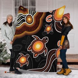 Amazing Aussie Australia Aboriginal Turtle Dreaming Journey Featuring Dot Art Orange Blanket