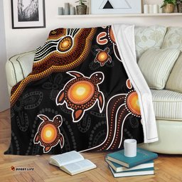 Amazing Aussie Australia Aboriginal Turtle Dreaming Journey Featuring Dot Art Orange Blanket
