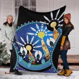 Amazing Aussie Australia Torres Strait Dhari Mask In Plam Tree Blanket