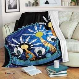 Amazing Aussie Australia Torres Strait Dhari Mask In Plam Tree Blanket